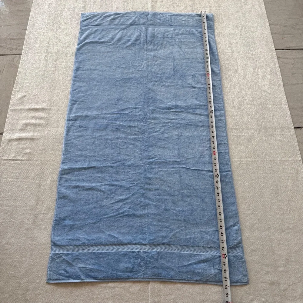 2pc Vintage Sears Superplush Bath Towels Blue Set Lot 2 USA Heavy Cotton Retro‎